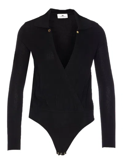 Elisabetta Franchi Silk And Viscose Knit Bodysuit With Chain In Multi