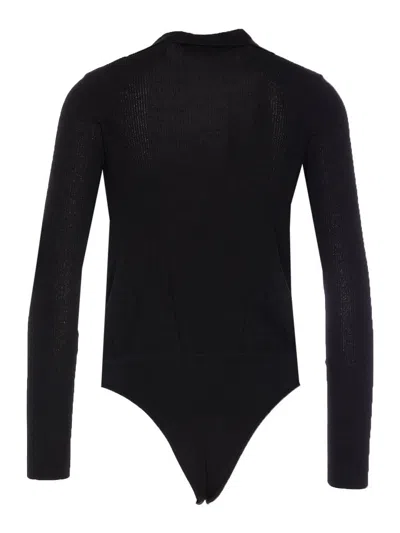 Elisabetta Franchi Silk And Viscose Knit Bodysuit With Chain In Multi