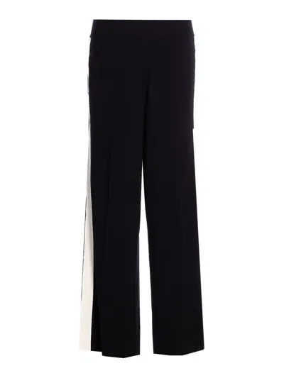 Elisabetta Franchi Palazzo Trousers With Shiny Side Bands In Black