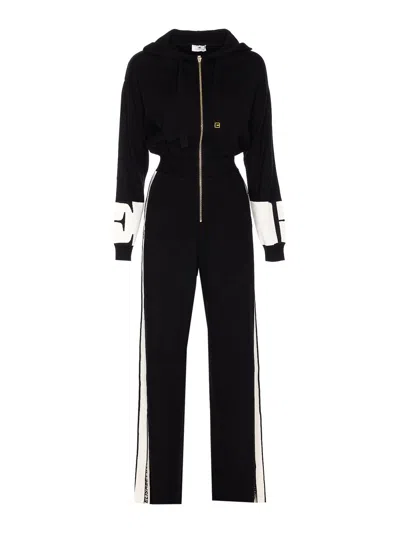 Elisabetta Franchi Knitted Suit Trousers Elastic Waistband In Black