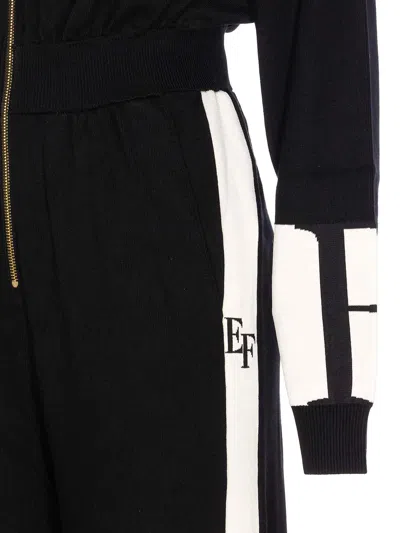 Elisabetta Franchi Knitted Suit Trousers Elastic Waistband In Black