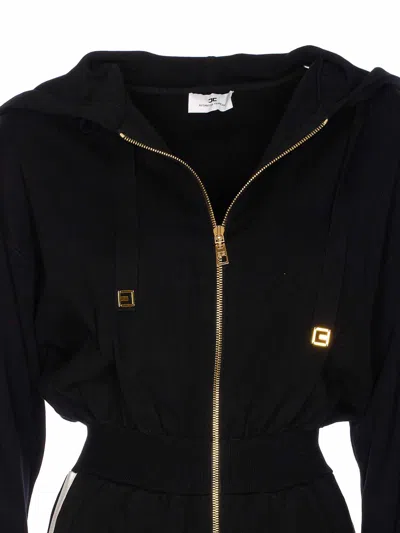 Elisabetta Franchi Knitted Suit Trousers Elastic Waistband In Black