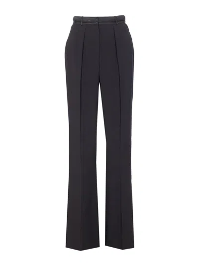 Elisabetta Franchi High-waisted Black Crepe Pants With Flap Pockets In Black