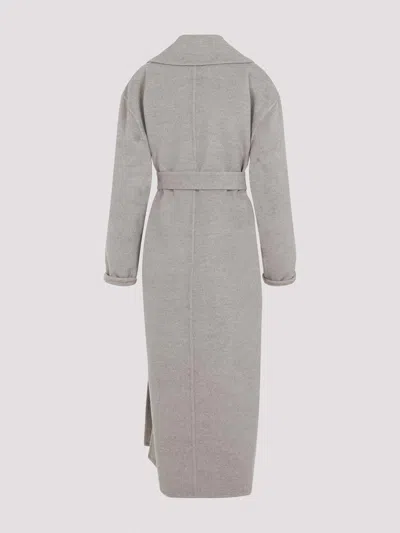 Fabiana Filippi Coriander Grey Virgin Wool Belted Coat In Gray