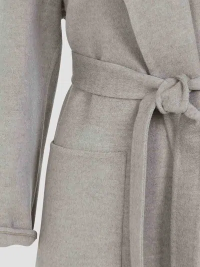 Fabiana Filippi Coriander Grey Virgin Wool Belted Coat In Gray