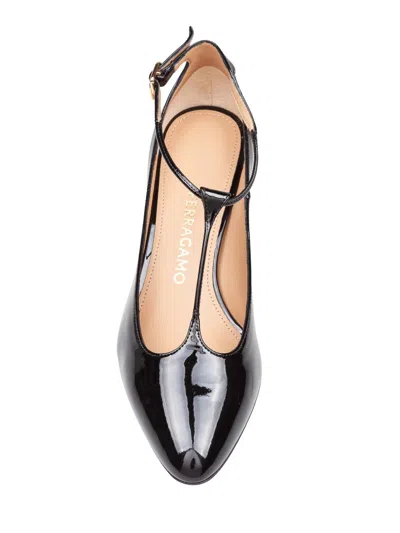 Ferragamo Pointed Toe Pumps With Spherical Heel Design In Black