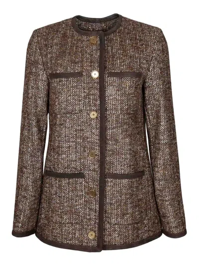Golden Goose Coffee-colored Wool Tweed Jacket In Brown