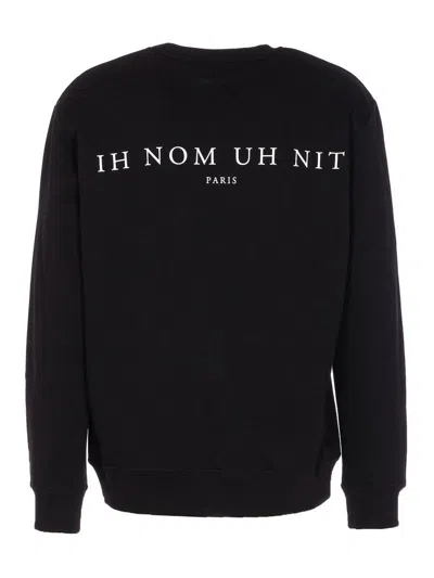 Ih Nom Uh Nit Graphic Print Crewneck Sweater With Long Sleeves In Black