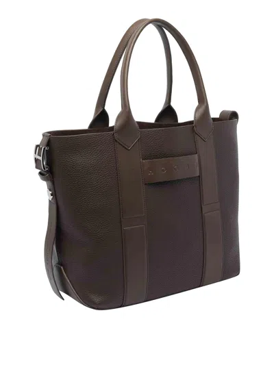 Hogan Medium Script Shopping Bag In Brown