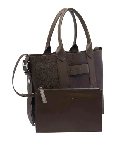 Hogan Medium Script Shopping Bag In Brown