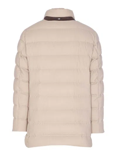 Herno Padded Jacket With Horizontal Quilting In Neutral