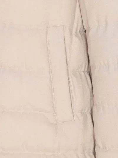 Herno Padded Jacket With Horizontal Quilting In Neutral