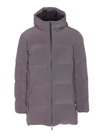 Herno Grey Down Jacket Zip Closure On The Front In Gray