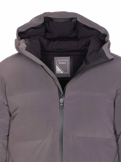 Herno Grey Down Jacket Zip Closure On The Front In Gray