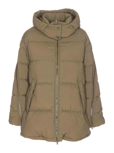 Herno Green Padded Down Jacket Frontal Zip Closure In Brown