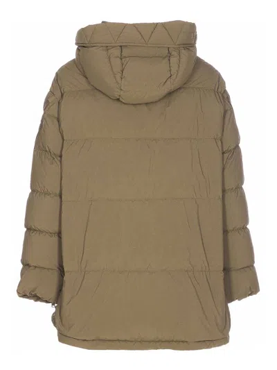 Herno Green Padded Down Jacket Frontal Zip Closure In Brown