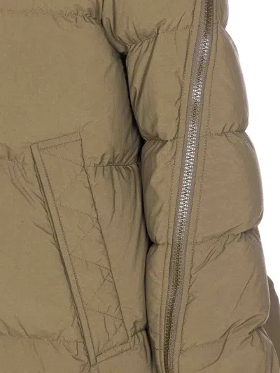 Herno Green Padded Down Jacket Frontal Zip Closure In Brown