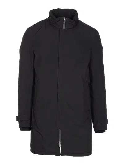 Herno Blue Down Jacket Zip Closure In Black