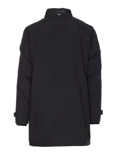 Herno Blue Down Jacket Zip Closure In Black