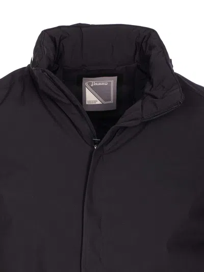 Herno Blue Down Jacket Zip Closure In Black