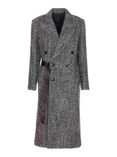 Isabel Marant Double-breasted Coat Belted Waist In Gray