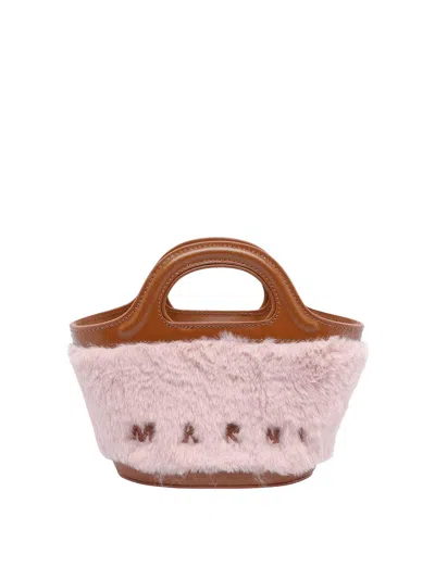 Marni Tropicalia Micro Handbag With Plush Texture In Nude