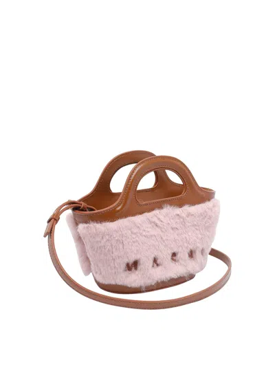 Marni Tropicalia Micro Handbag With Plush Texture In Nude