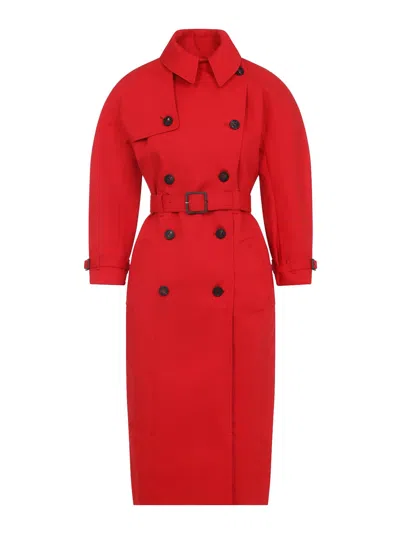 Jacquemus Belted Trench Coat With Structured Collar In Red