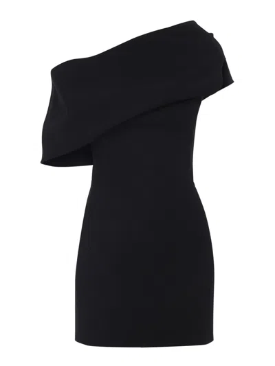 Jacquemus One Shoulder Mini Dress With Asymmetric Neckline In Black