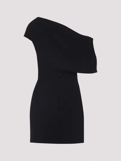 Jacquemus One Shoulder Mini Dress With Asymmetric Neckline In Black