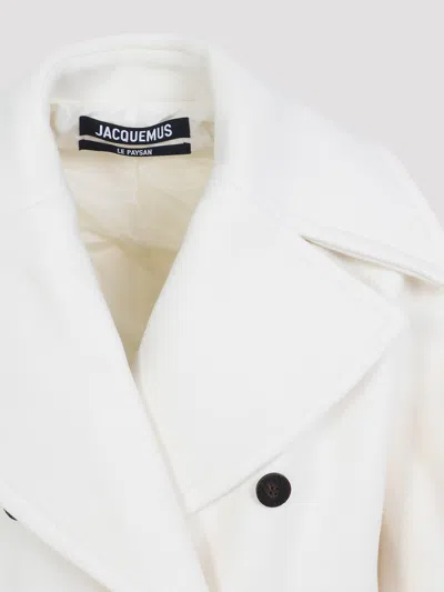 Jacquemus Double-breasted Virgin Wool Coat With Wide Lapel In White