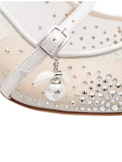 Jimmy Choo Embellished Stiletto Pumps Mesh Panels In White