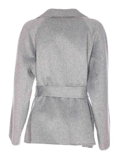 Liu •jo Belted Double-breasted Coat In Gray