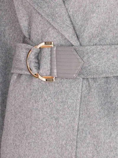 Liu •jo Belted Double-breasted Coat In Gray