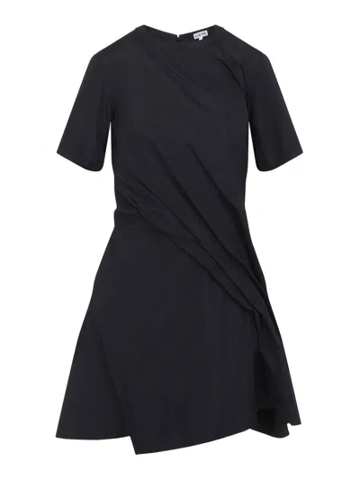 Loewe Black Twisted Mini Dress In Blue
