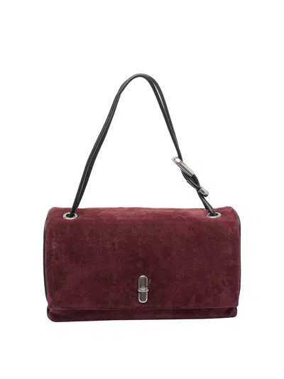 Marc Jacobs Rectangular Suede Shoulder Bag With Adjustable Strap In Red