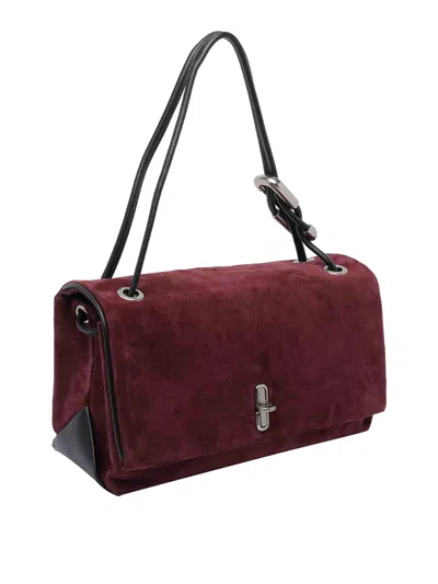 Marc Jacobs Rectangular Suede Shoulder Bag With Adjustable Strap In Red