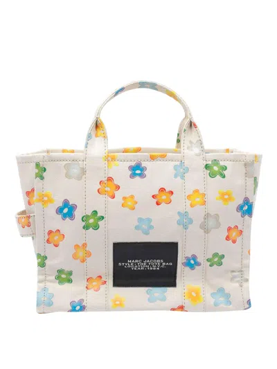 Marc Jacobs The Wild Daisy Canvas Medium Tote Bag In White