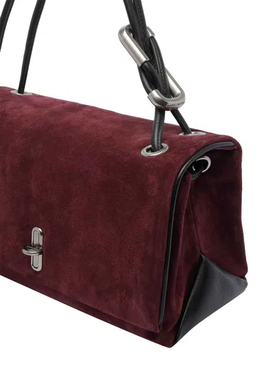 Marc Jacobs Rectangular Suede Shoulder Bag With Adjustable Strap In Red