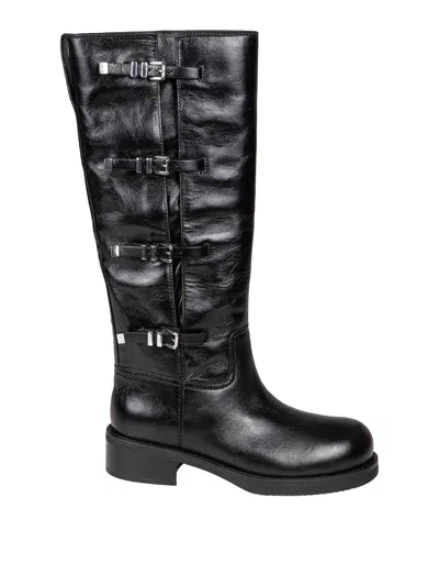 Michael Kors Darringt Boot In Leather With Buckles In Black