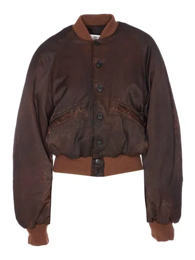 Mm6 Maison Margiela Bomber Jacket With Raglan Sleeves And Pockets In Brown
