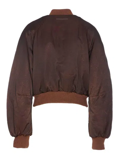 Mm6 Maison Margiela Bomber Jacket With Raglan Sleeves And Pockets In Brown