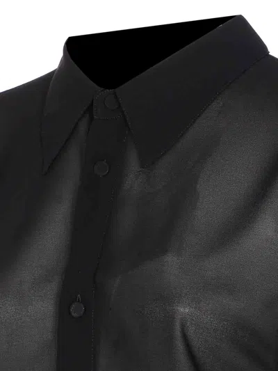 Mm6 Maison Margiela Sheer Fabric Button-down Shirt With Regular Collar In Black