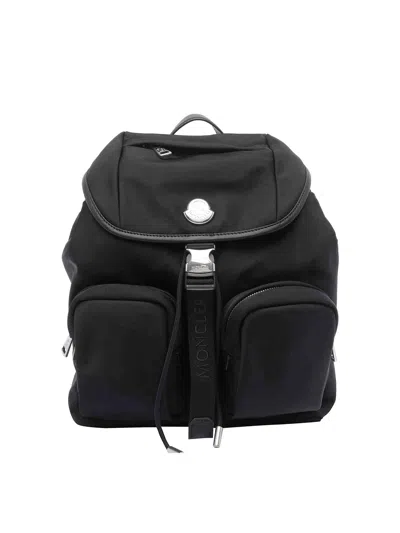 Moncler Versatile Polyester Backpack Adjustable Straps In Black