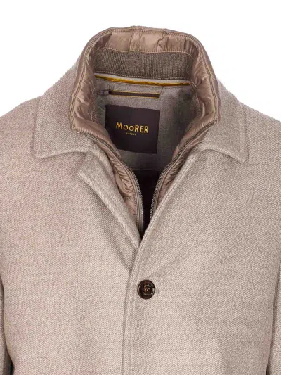 Moorer Tailored Short Jacket Side Pockets In Brown