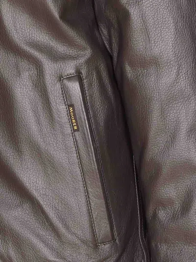 Moorer High Neck Jacket Fur Collar In Brown