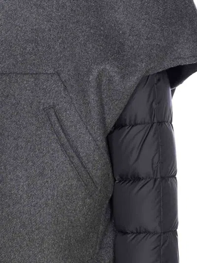 Moorer Hooded Down Jacket Featuring Quilted Sleeves In Gray