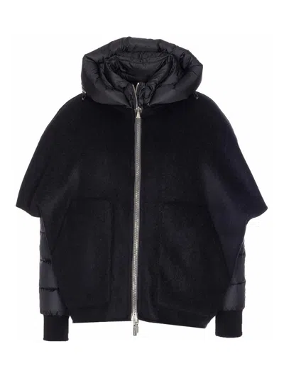 Moorer Hooded Down Jacket Featuring Quilted Sleeves In Gray