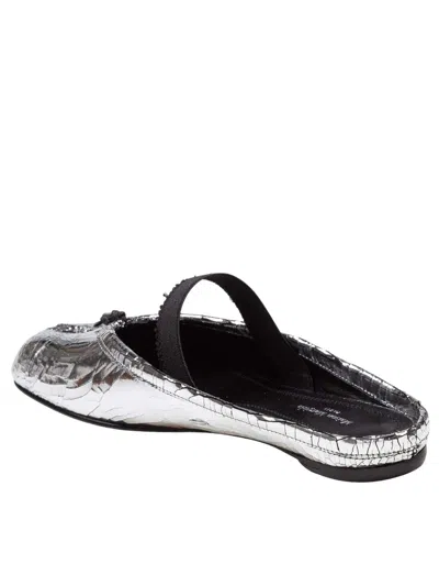 Maison Margiela Leather Tabi Mule With Broken Mirror Effect In Silver