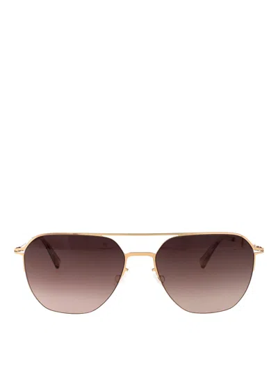 Mykita Champagne Gold Steel Sunglasses In Brown